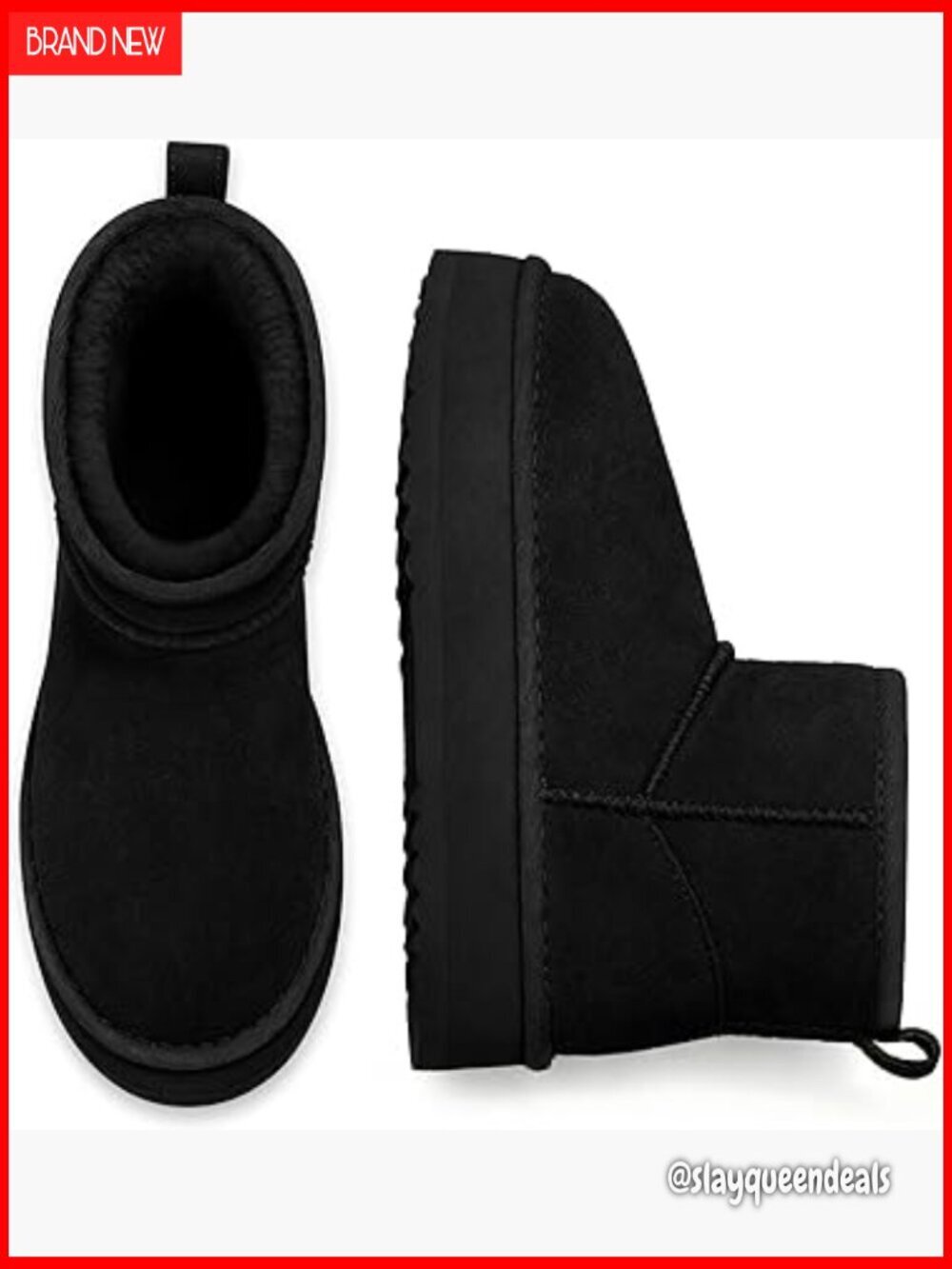Genuine Suede Platform Ankle Boots with Faux Fur Lining Winter Snow Boots